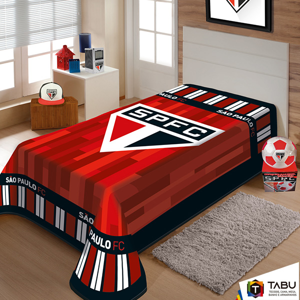 Cobertor Solteiro Raschel Plus São Paulo F.C Tricolor Jolitex